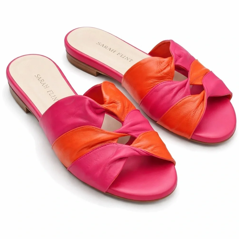 NIB Sarah Flint Arabesque Slide Positano Pink Leather Sandals IT 36 US 6